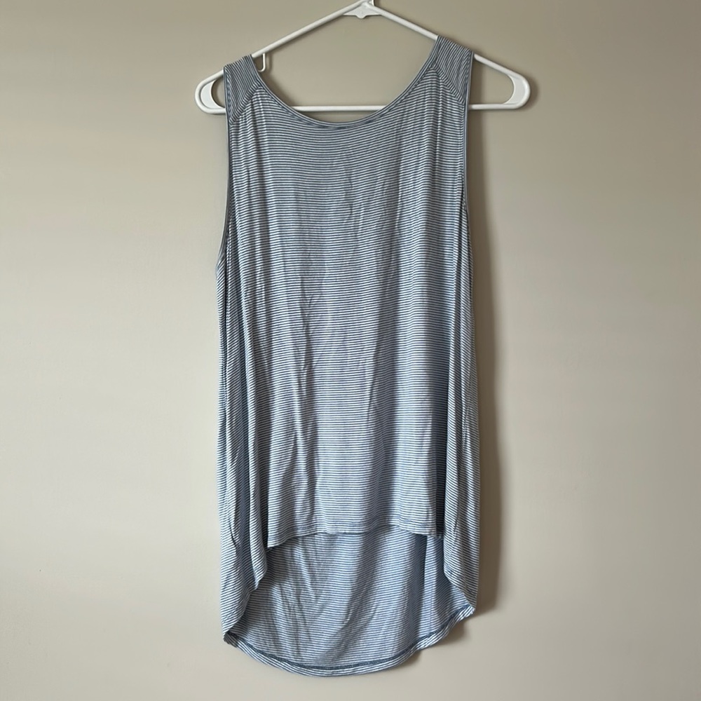 Blue and white striped tank
